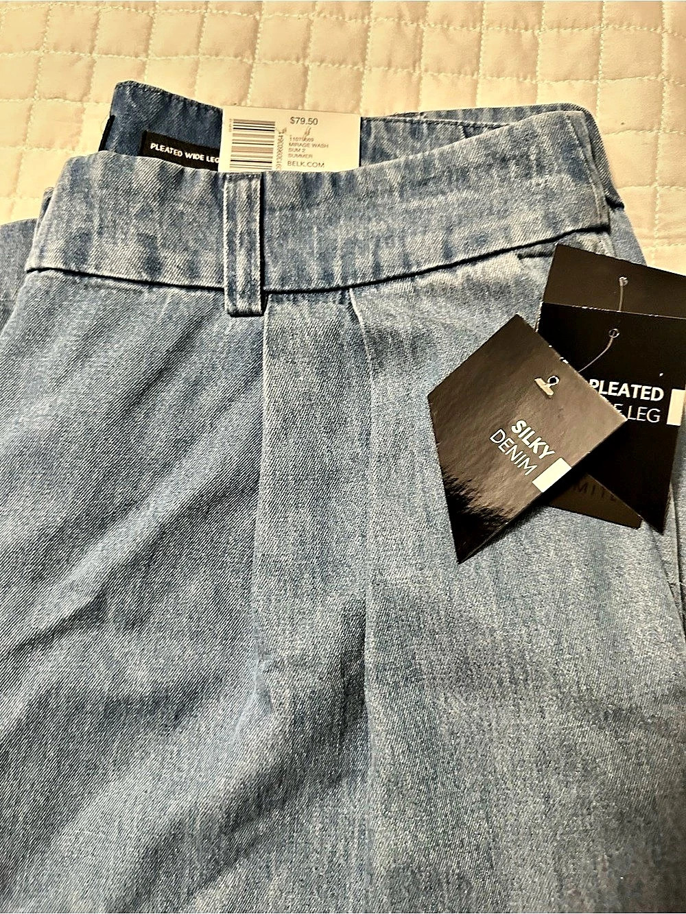 The Limited Silky Denim Pleated Wide Leg Pant Blue Size 10